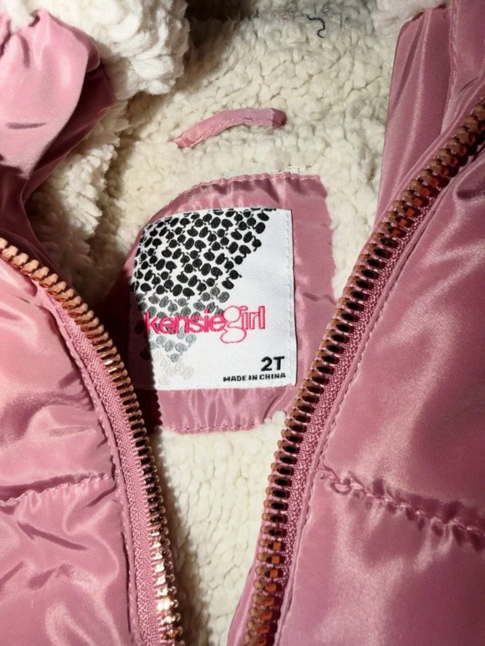 Kensiegirl 2T Mauve Hooded Winter Coat Sherpa Lining Nwot